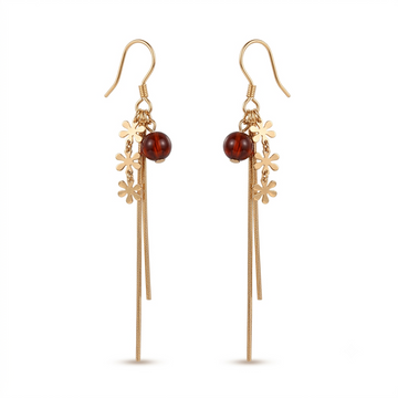 Daisy Cluster Amber-Tone Drop Earrings, front product view