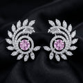 Pink-Centre Feather-Leaf Stud Earrings, additional product view 3