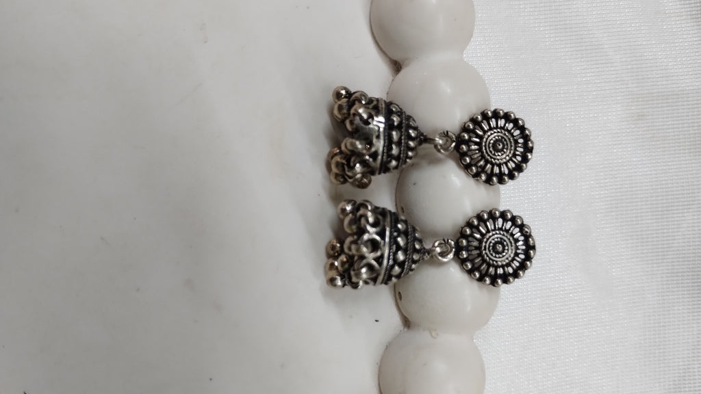 Silvme Pure 925 Sterling Silver Mandala Disc Jhumka Silver Earrings — View 4