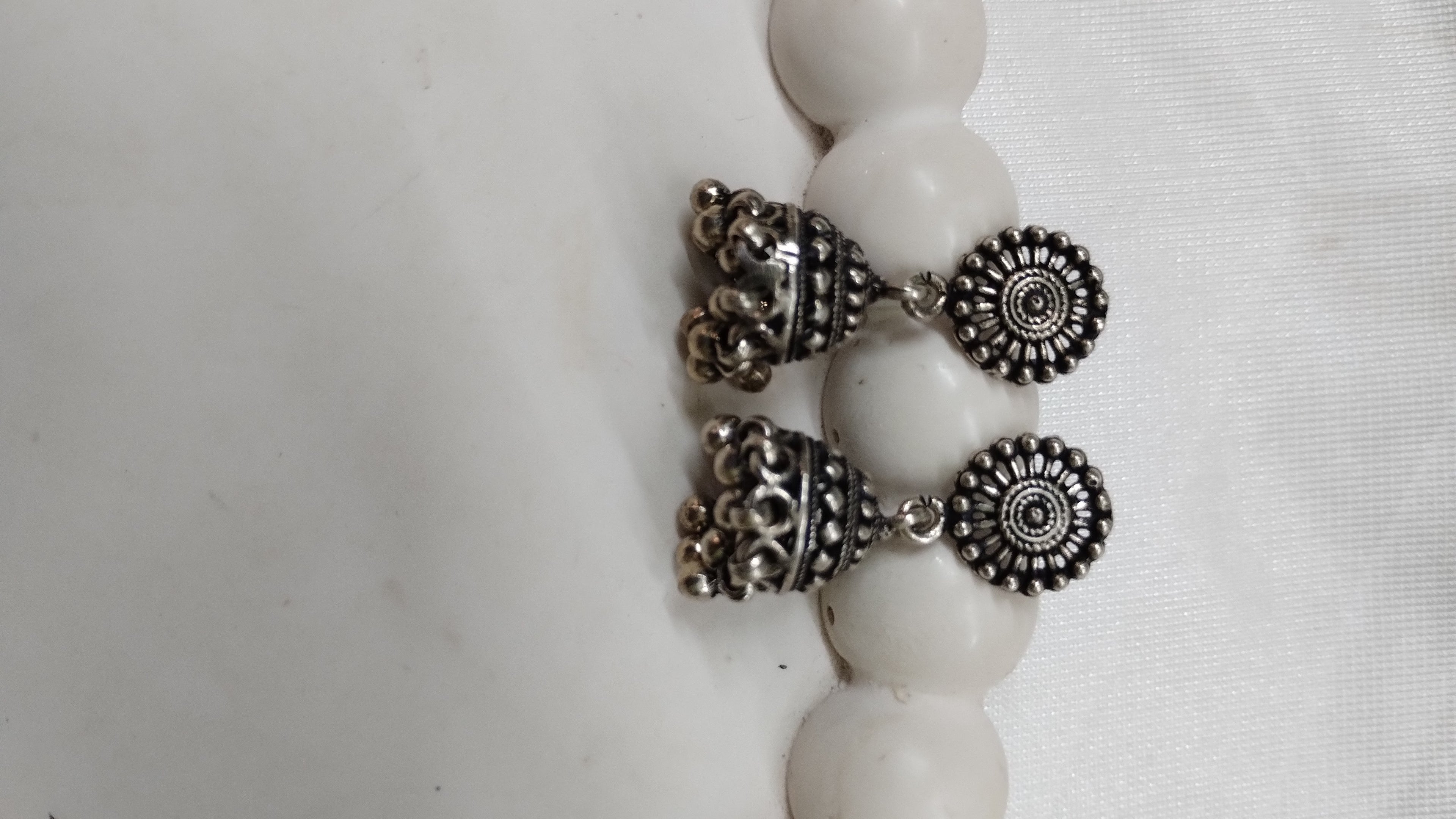 Silvme Pure 925 Sterling Silver Mandala Disc Jhumka Silver Earrings — View 4