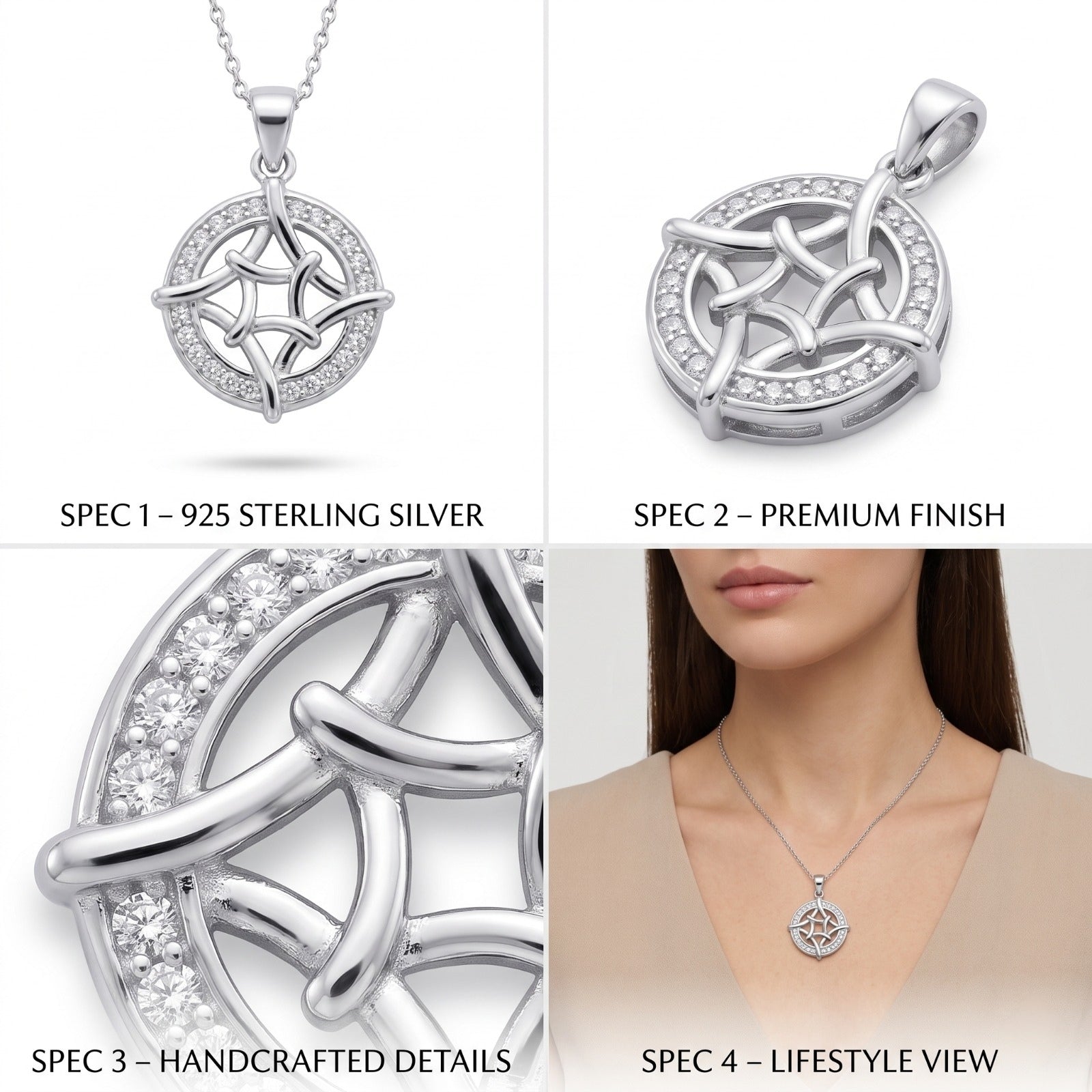 The Silvme Infinity Pendant Necklace Couple Love Gift, a timeless 925 sterling silver piece for women