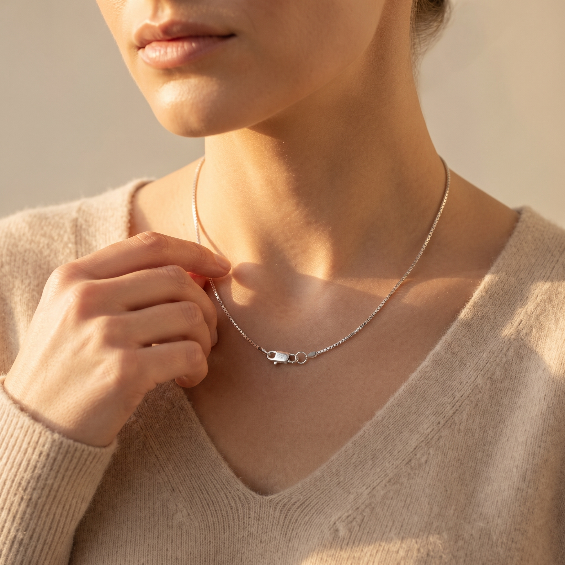 24 inch 925 sterling silver box link chain by Silvme, weighing about 2.6 g, clasp included