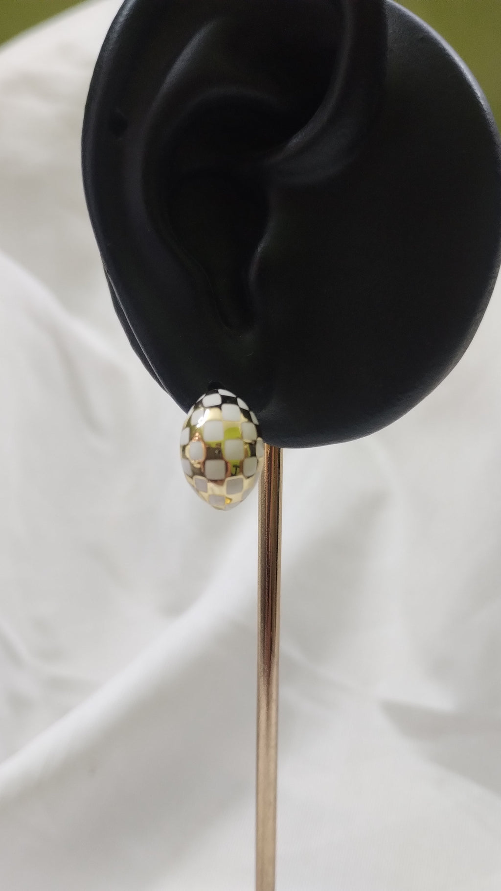 Silvme Pure 925 Sterling Silver Dome Checkerboard Enamel Drop Earrings — View 4