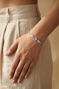 Adjustable CZ Bracelet – the Silvme Floral Cubic Zirconia Bracelet in 925 silver, minimal modern styling