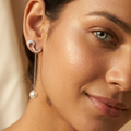 Pearl-Look Accent Drop S-Hook Ear Cuff Earrings, side and fastening view, view 6