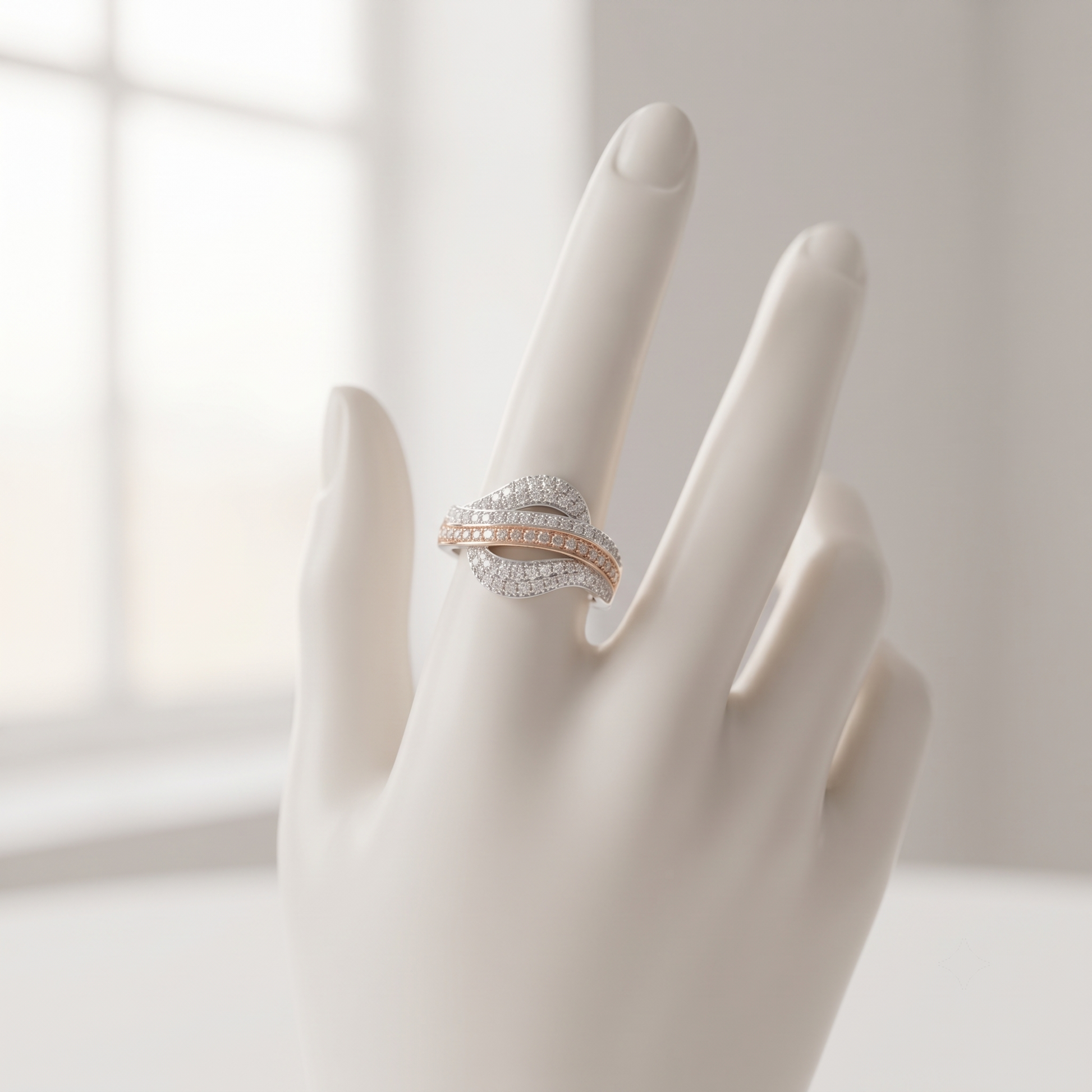 Buy two-tone bypass baguette 925 sterling silver ring for women online in India from Silvme