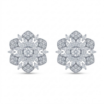 Ornate Floral Snowflake Stud Earrings, front product view