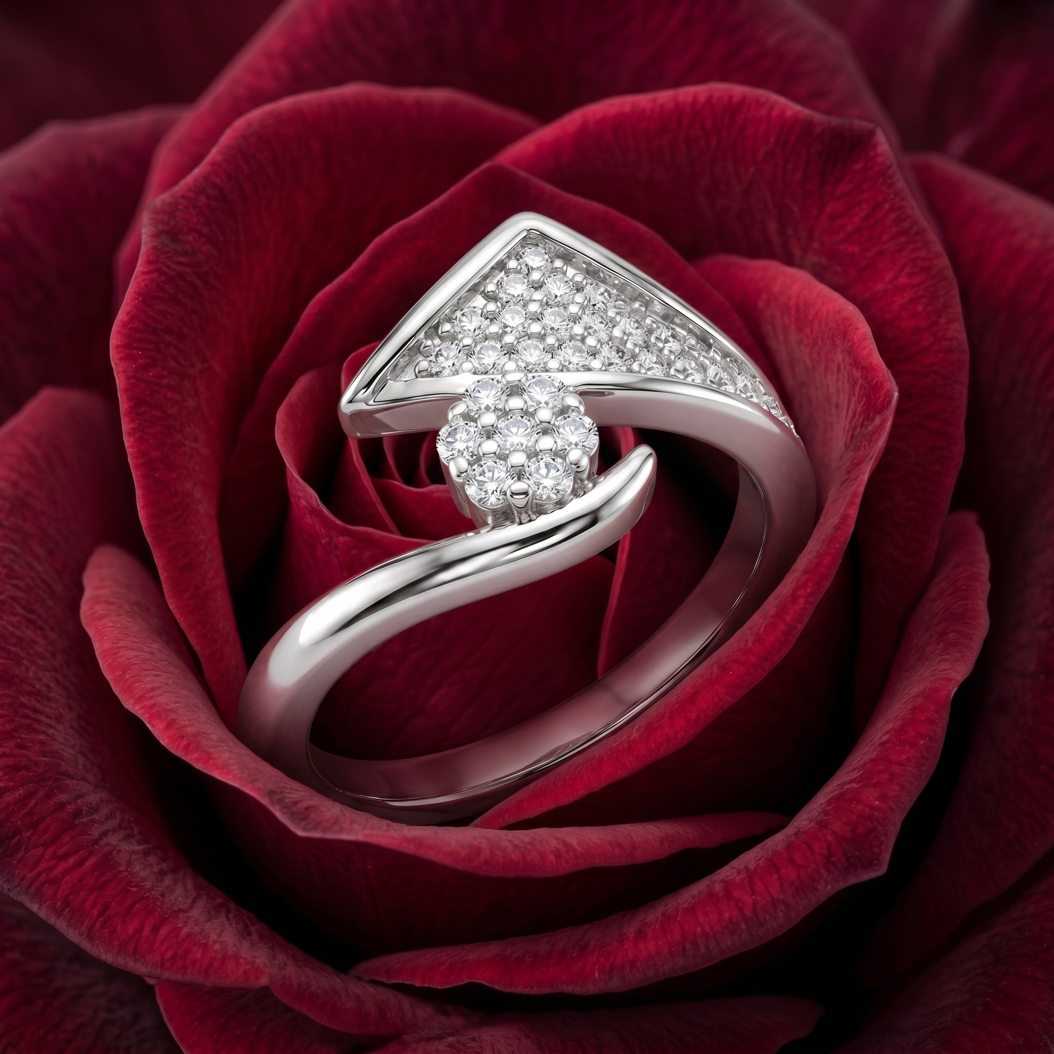 Silvme Floral Band Ring in 925 silver, styled for festive occasions, a graceful gift for her