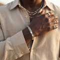Close-up of a close, weighty curb chain with a clean squared profile on the Silvme heavy curb chain bracelet