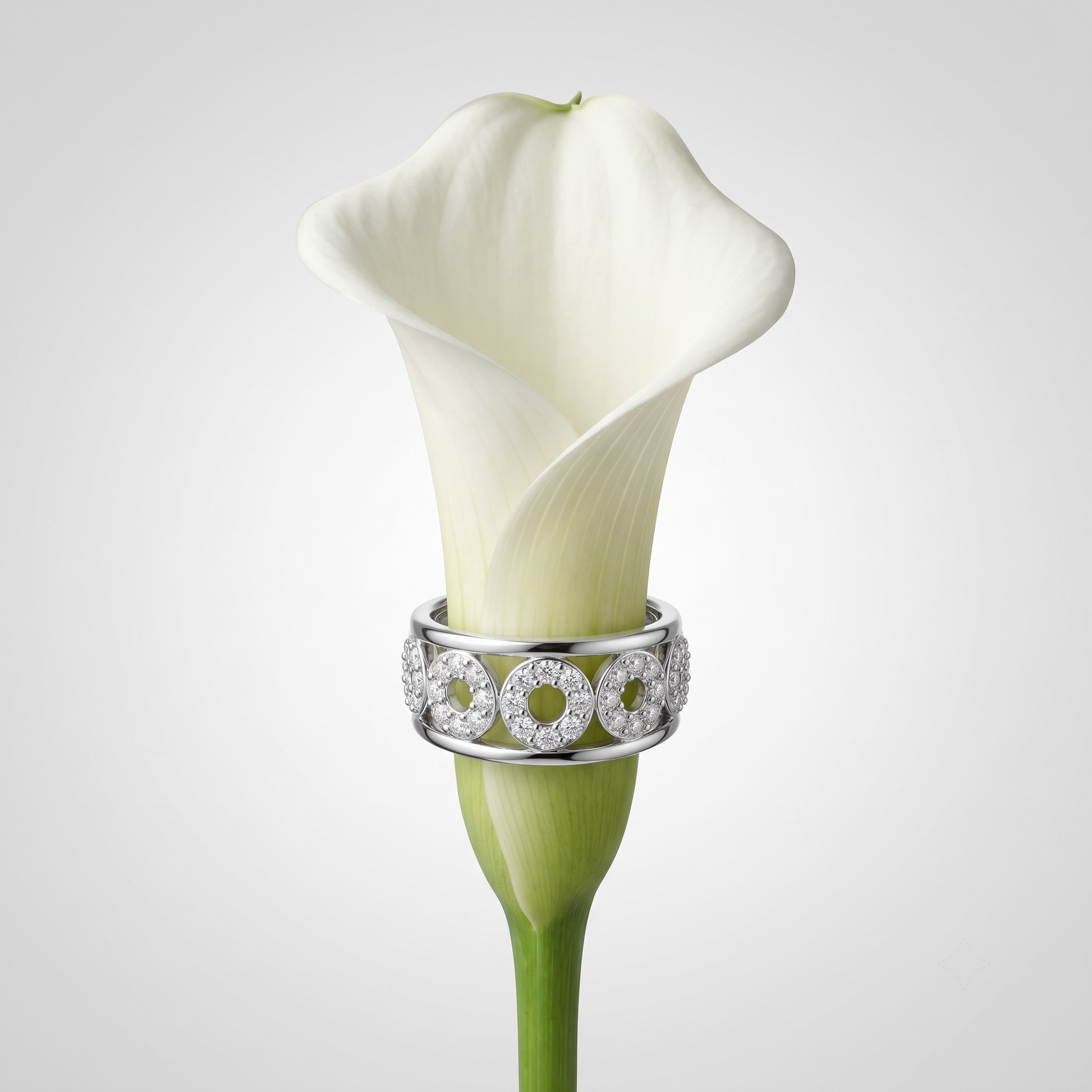 Silvme Floral Cluster 925 sterling silver ring for women — angled view