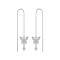 Butterfly Teardrop Charm Threader Earrings, front product view