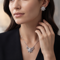 Silvme 925 silver sparkling cubic zirconia pendant necklace and stud earrings with cubic zirconia, pendant close-up