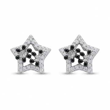 Black Star Stud Earrings, front product view