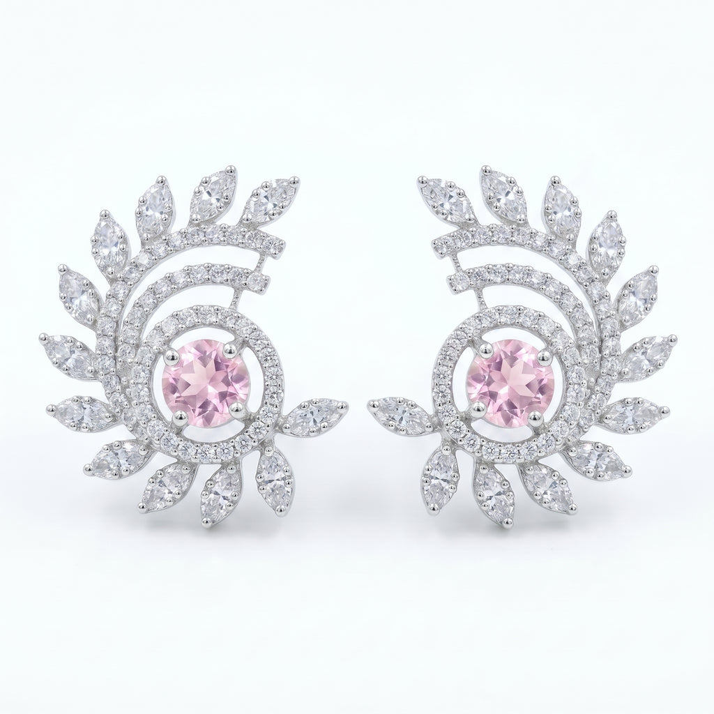 Silvme Pure 925 Sterling Silver Rose Gold CZ Bar Huggie Hoop Earrings — View 8