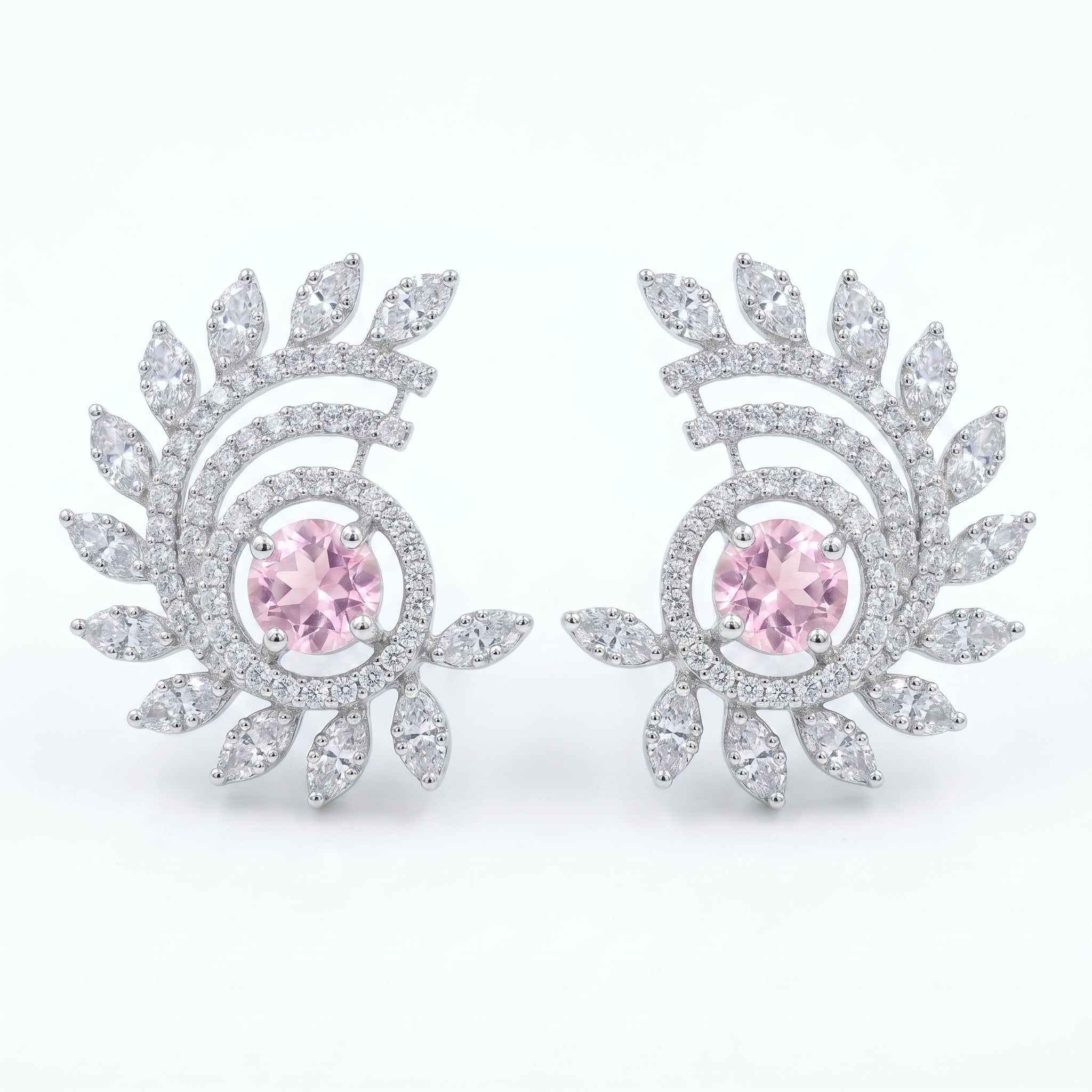 Silvme Pure 925 Sterling Silver Rose Gold CZ Bar Huggie Hoop Earrings — View 8