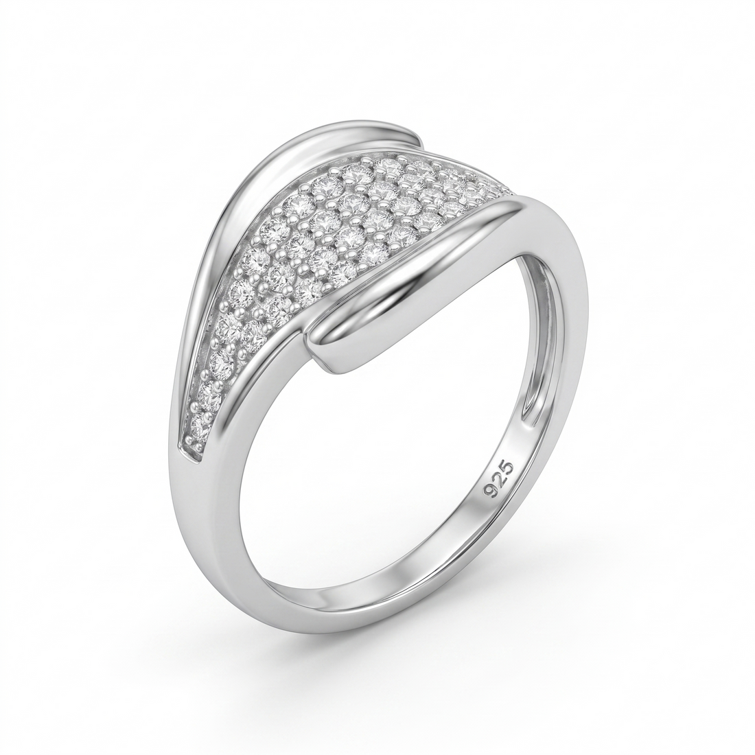 Silvme Crossover Band Ring in 925 sterling silver, jewellery for women, a gift-worthy silver piece