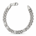 Silvme 925 sterling silver panel link bracelet for men worn on the wrist in daylight