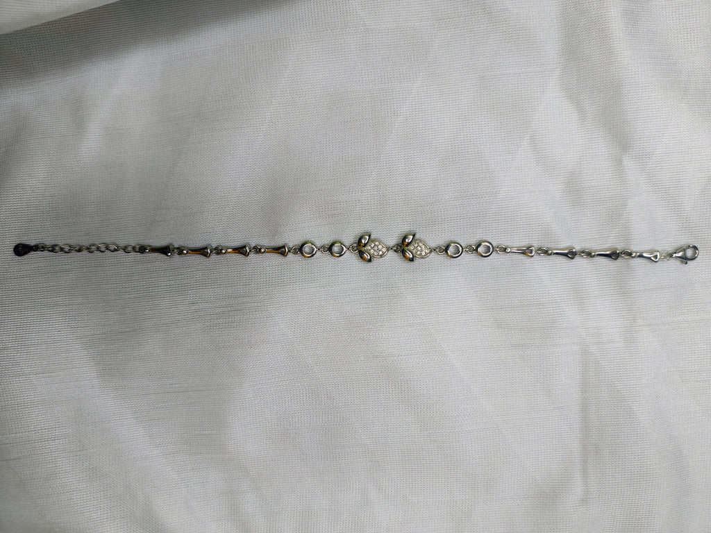 Figaro chain 925 silver bracelet front view