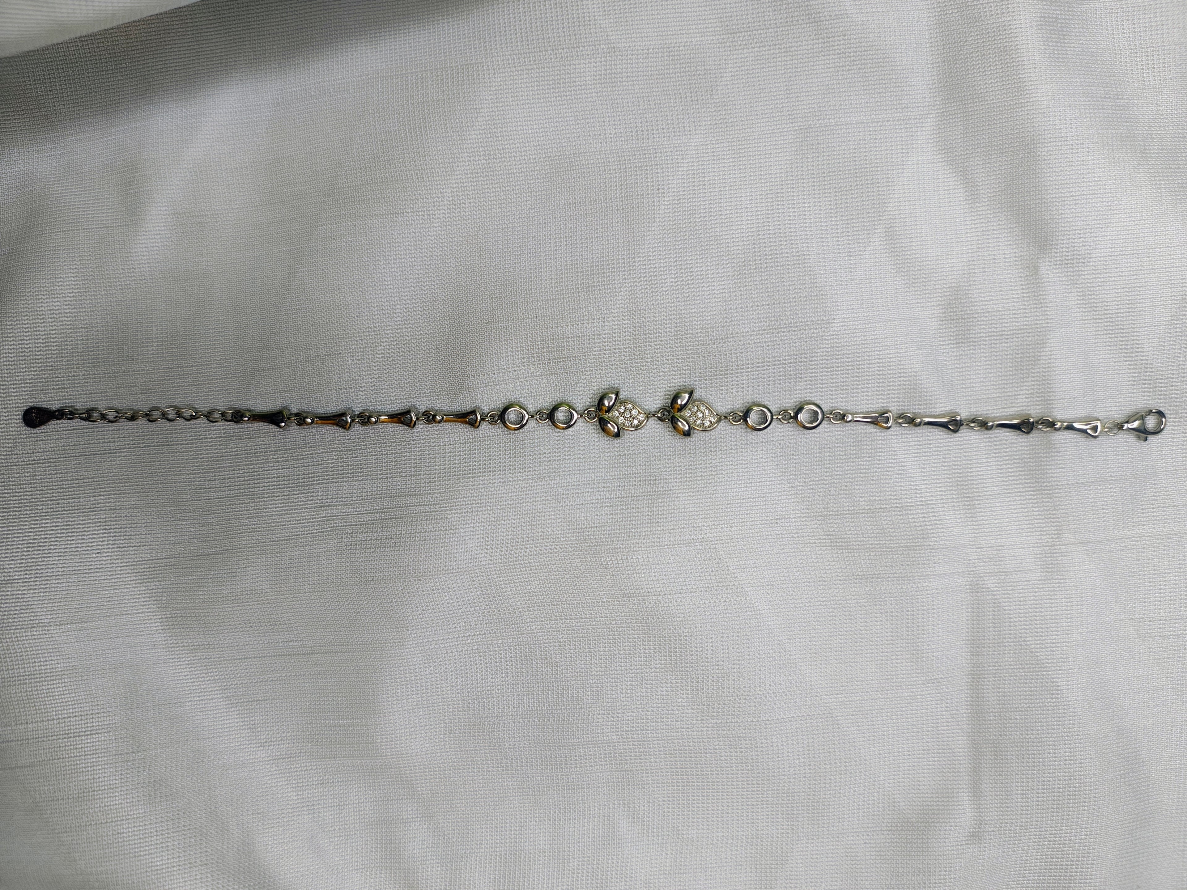 Figaro chain 925 silver bracelet front view