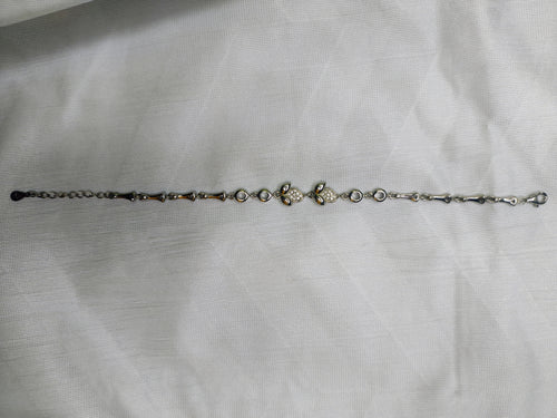 Figaro chain 925 silver bracelet front view