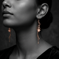 Silvme Pure 925 Sterling Silver Rose Gold Floating Star Dangle Earrings — Front View