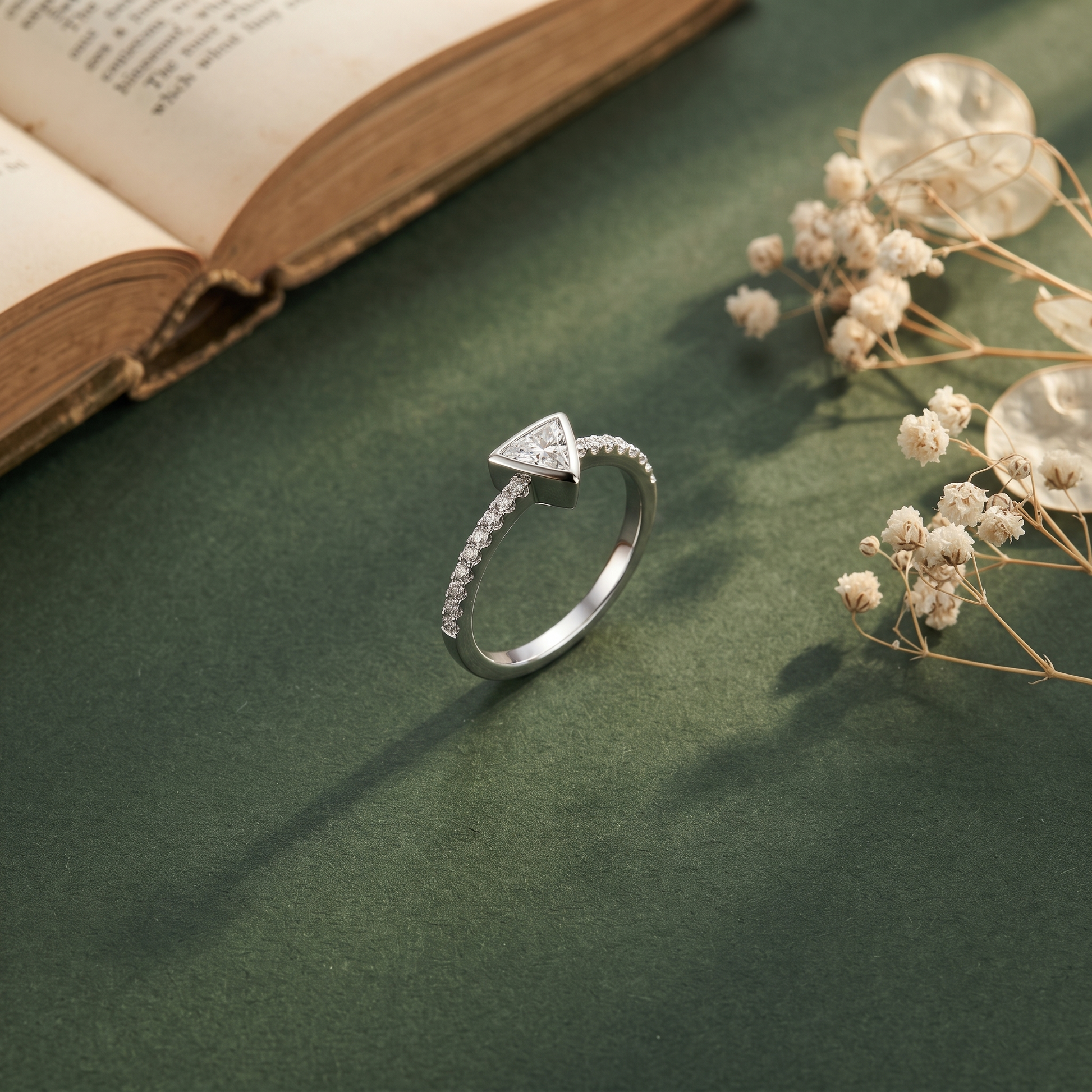 925 silver triangle stone pave ring for women - birthday and anniversary gift for wife, girlfriend or sister