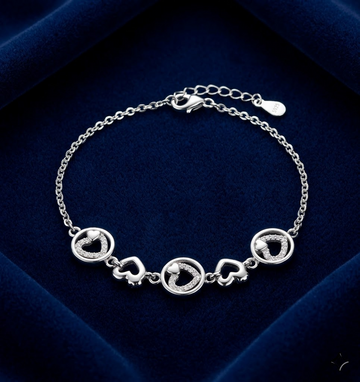 Silvme Heart & Charm Bracelet Set in 925 sterling silver, jewellery for women, refined silver accessory