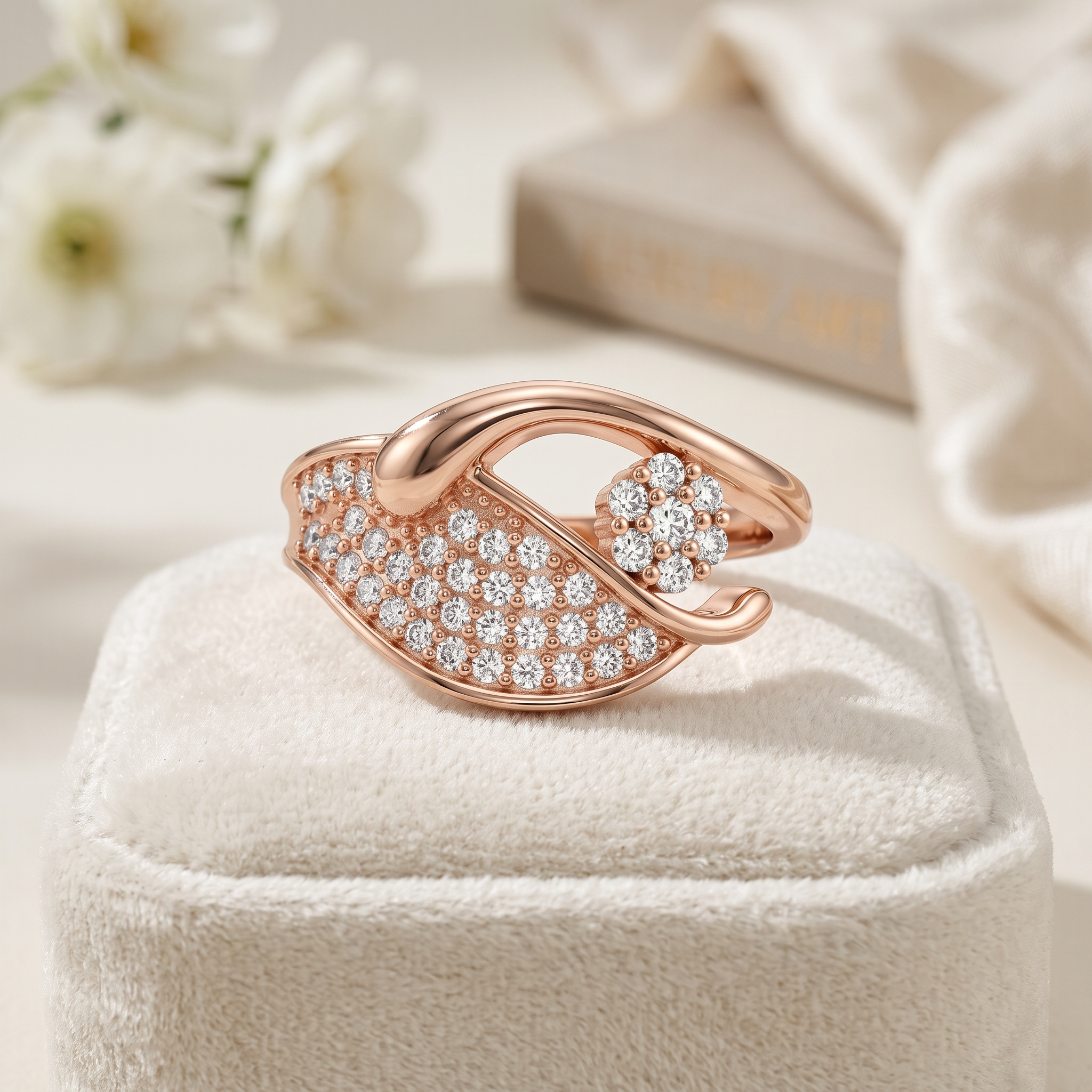 Leaf Design design detail on the Silvme Leaf Design Ring, crafted in polished 925 silver, a gift-worthy silver piece