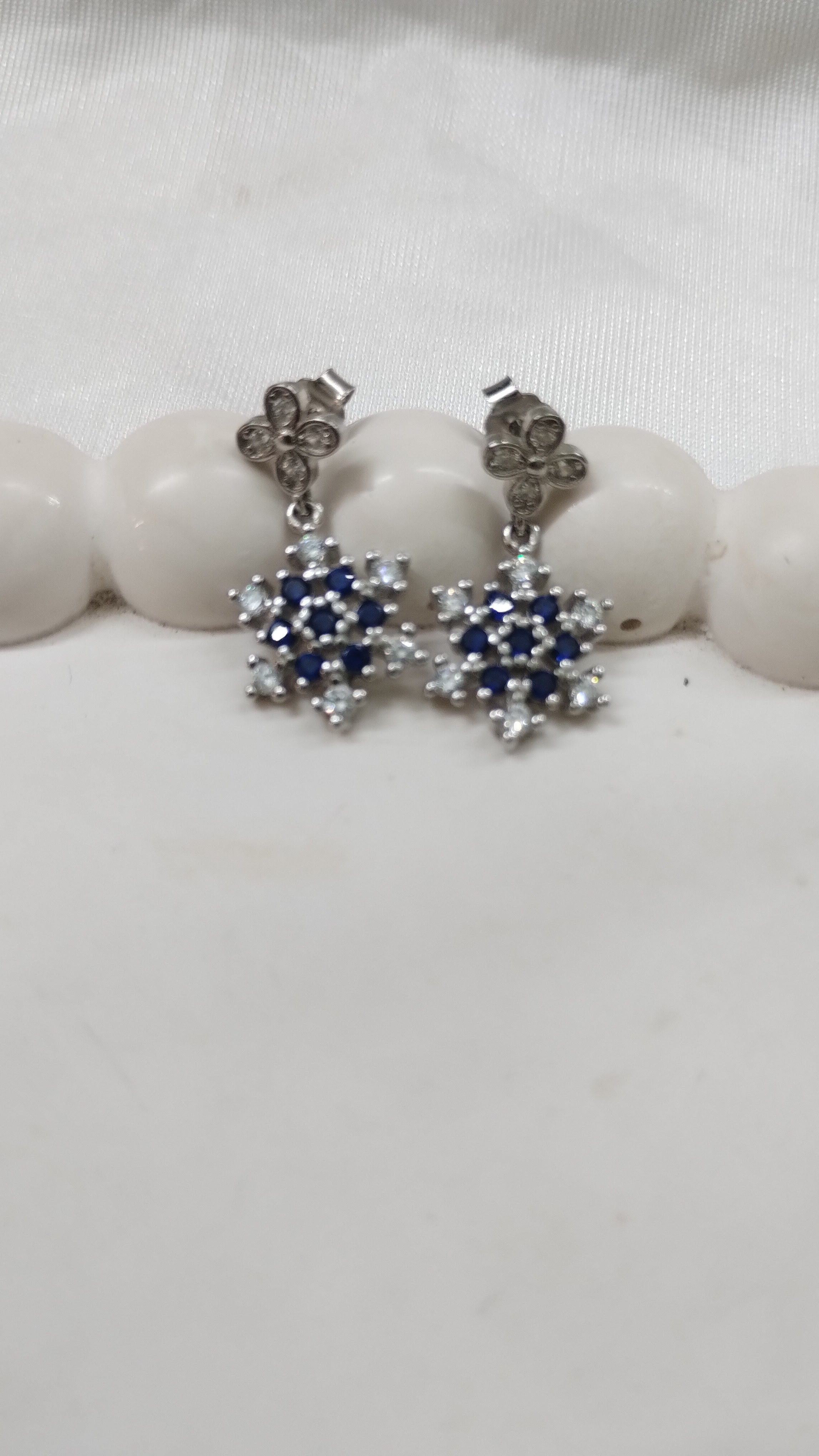 Silvme Pure 925 Sterling Silver Blue Sapphire CZ Cross Pendant Drop Earrings — View 2