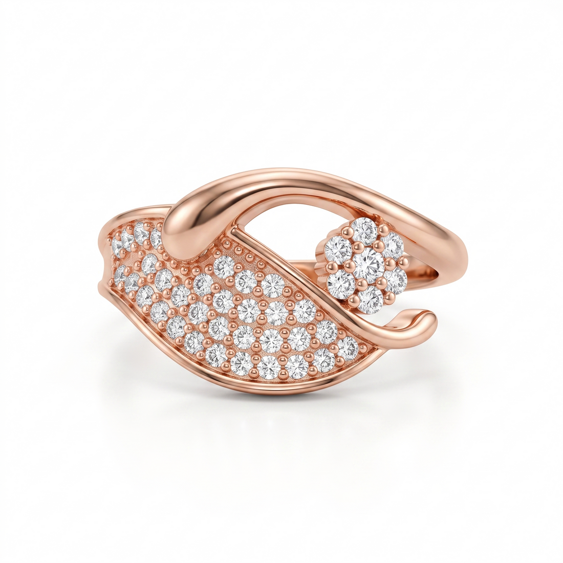Silvme Leaf Design Ring, crafted in 925 sterling silver for women, ideal for Diwali festive wear
