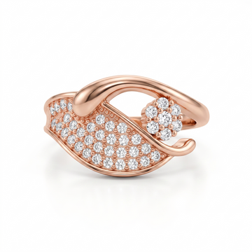 Silvme Leaf Design 925 sterling silver ring for women — front view on white background