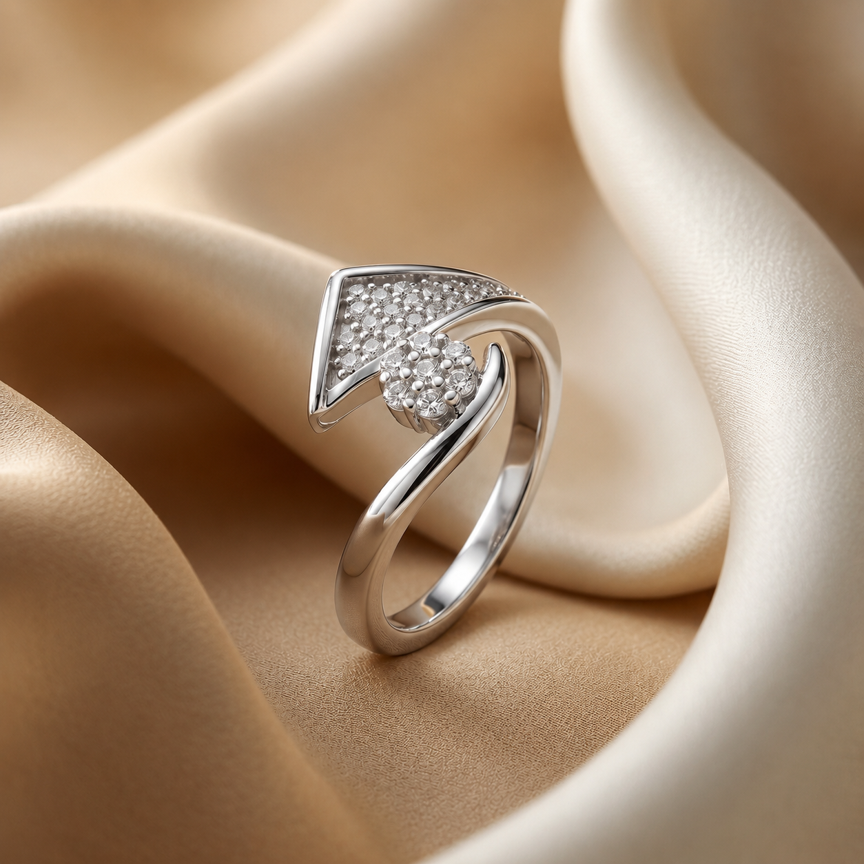 Silvme Floral 925 sterling silver ring for women — angled view