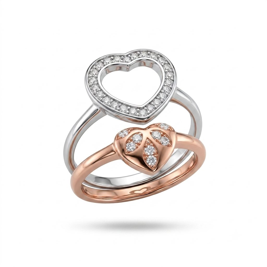 Silvme Open Outline Heart 925 sterling silver heart ring for women, silver-tone, karwa chauth gift, raksha bandhan gift, stacking styling view