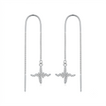 Heartbeat Pulse Wave Stone-Set Threader Earrings, front product view