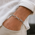Link pattern and surface detail across the textured rolo chain bracelet by Silvme