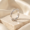 Sterling silver floral textured band ring for women for Karwa Chauth, Diwali and festive outfits