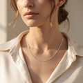 925 sterling silver rhodium-plated chain by Silvme, weighing about 2.17 g, clasp included