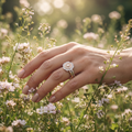 Silvme Infinity Halo with cubic zirconia 925 sterling silver circle ring for women, silver-tone, flower ring silver, floral silver ring, close-up design detail