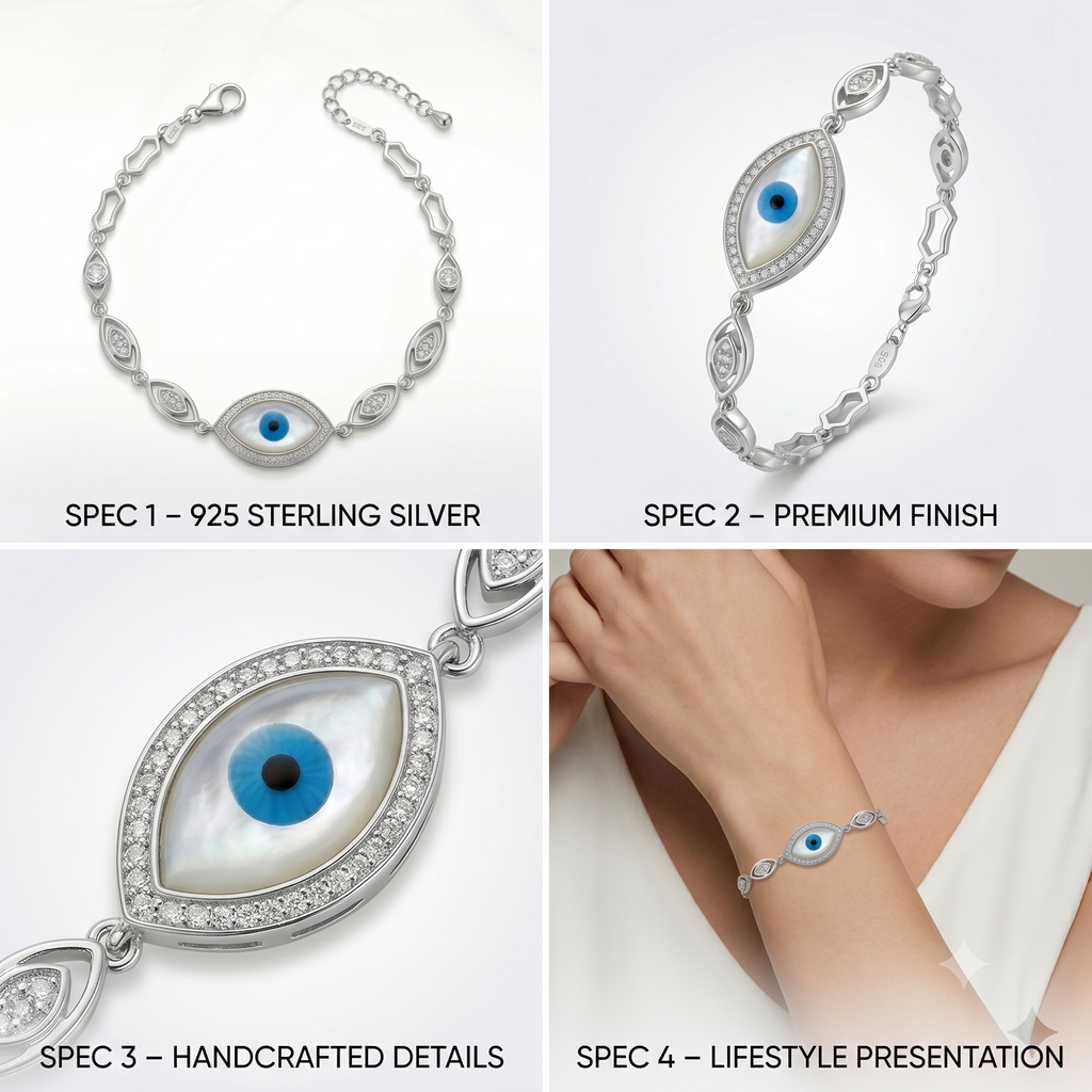 Fantasy CZ 925 silver bracelet front view