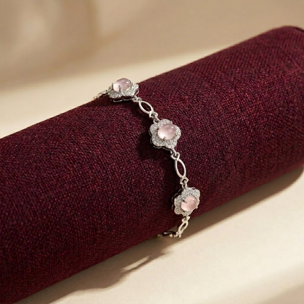 Silvme Flower Motif CZ Bracelet in 925 silver, styled for party wear, premium silver jewellery