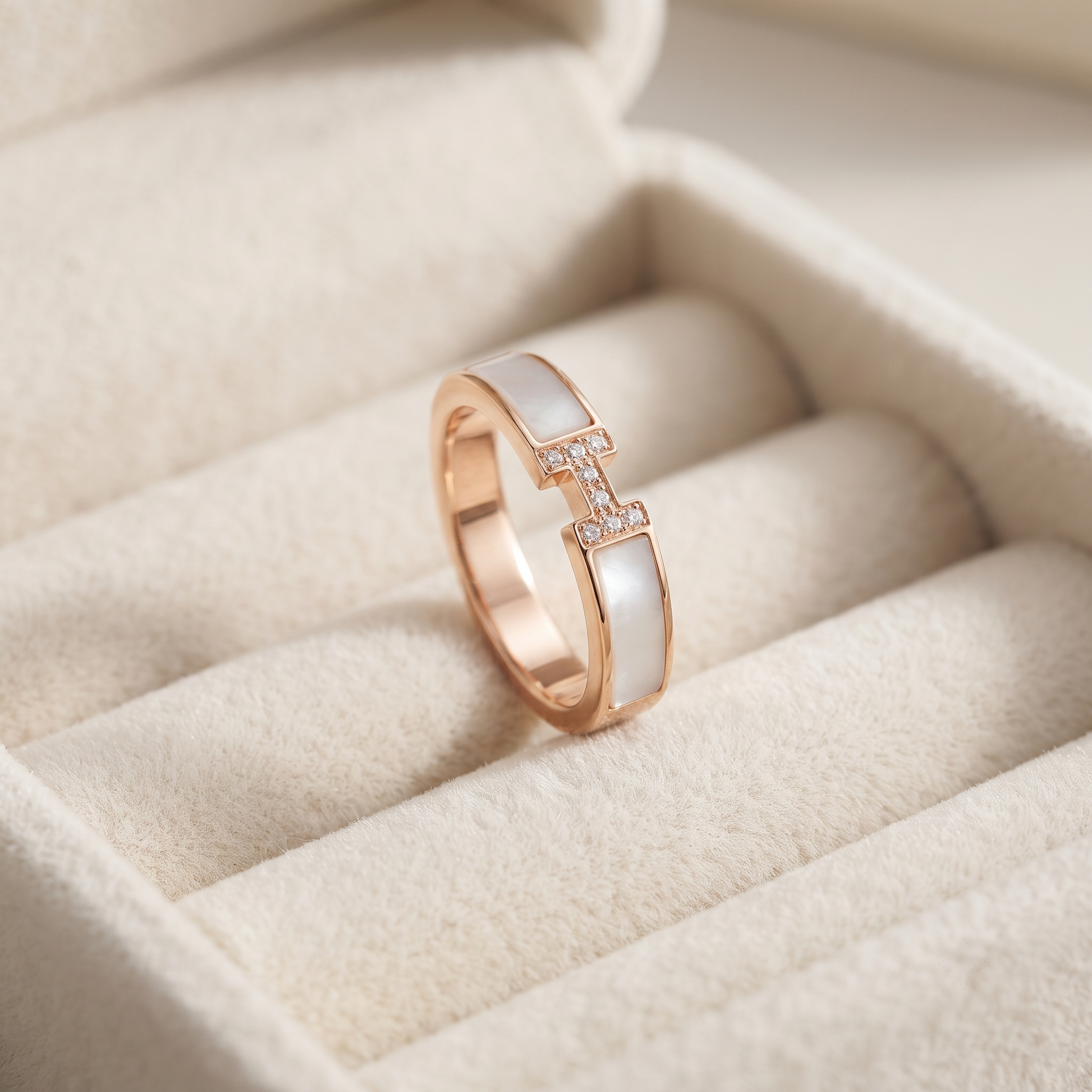 Buy rose gold geometric white stone 925 sterling silver ring for women online in India from Silvme
