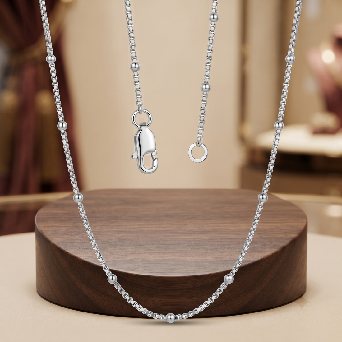 Sterling silver box link chain by Silvme, made for women and men, close to 4.68 g in weight