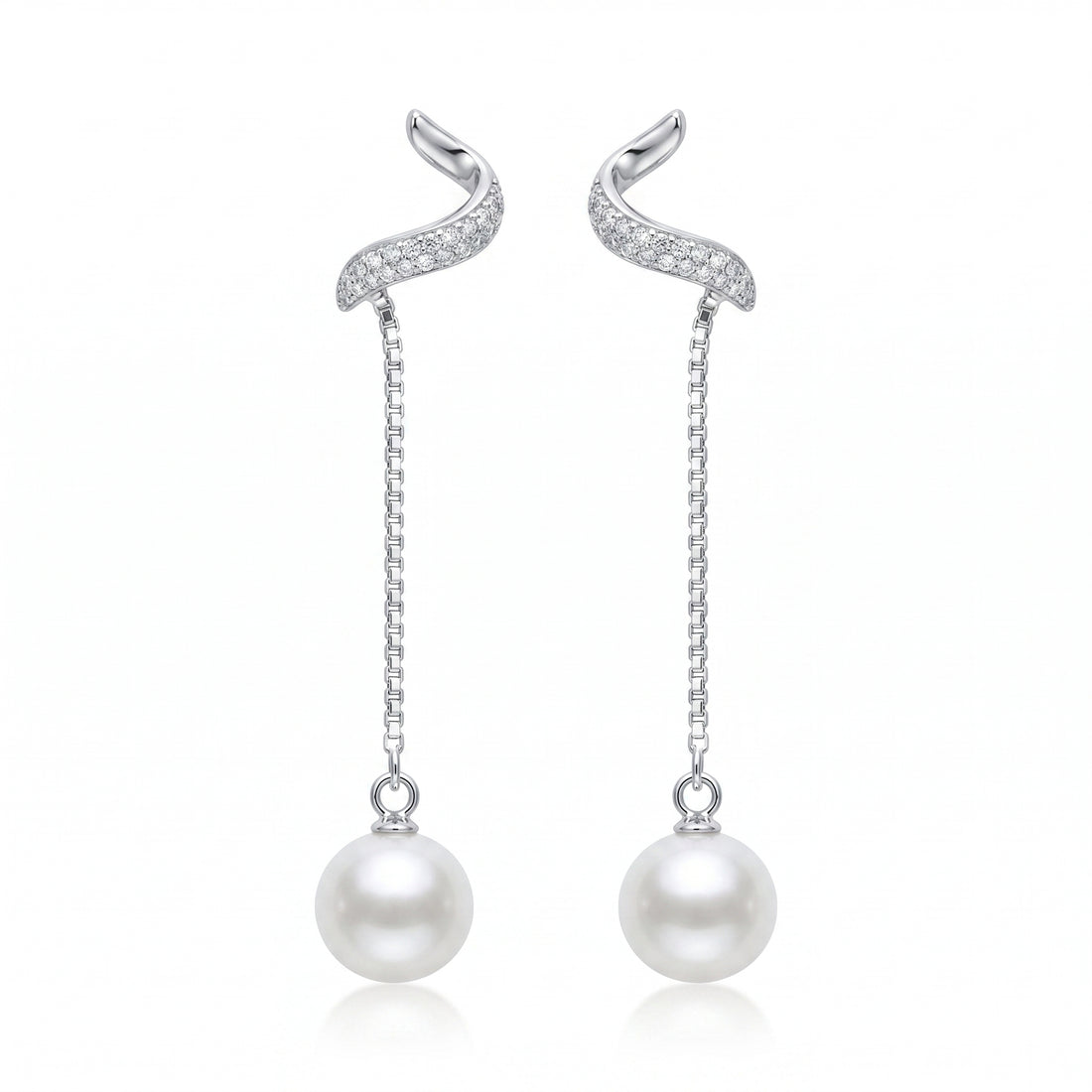 925 sterling silver Convertible Pearl Drop Wavy Stud Earrings by Silvme, an elegant accessory for her