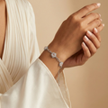 Cubic zirconia detail on the Silvme Flower Motif CZ Bracelet in 925 silver, a gift-worthy silver piece