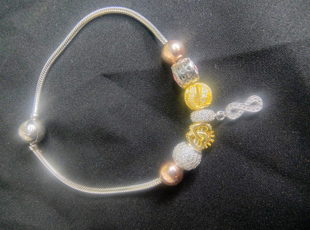 Silver tennis bracelet close-up CZ stone row