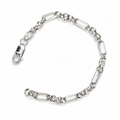 Silvme 925 sterling silver slim figaro chain bracelet for men shaped into an oval on a white background
