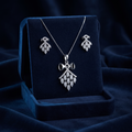 Kite Cluster 925 sterling silver pendant necklace and drop earrings jewellery set with cubic zirconia by Silvme â€” lifestyle gift image