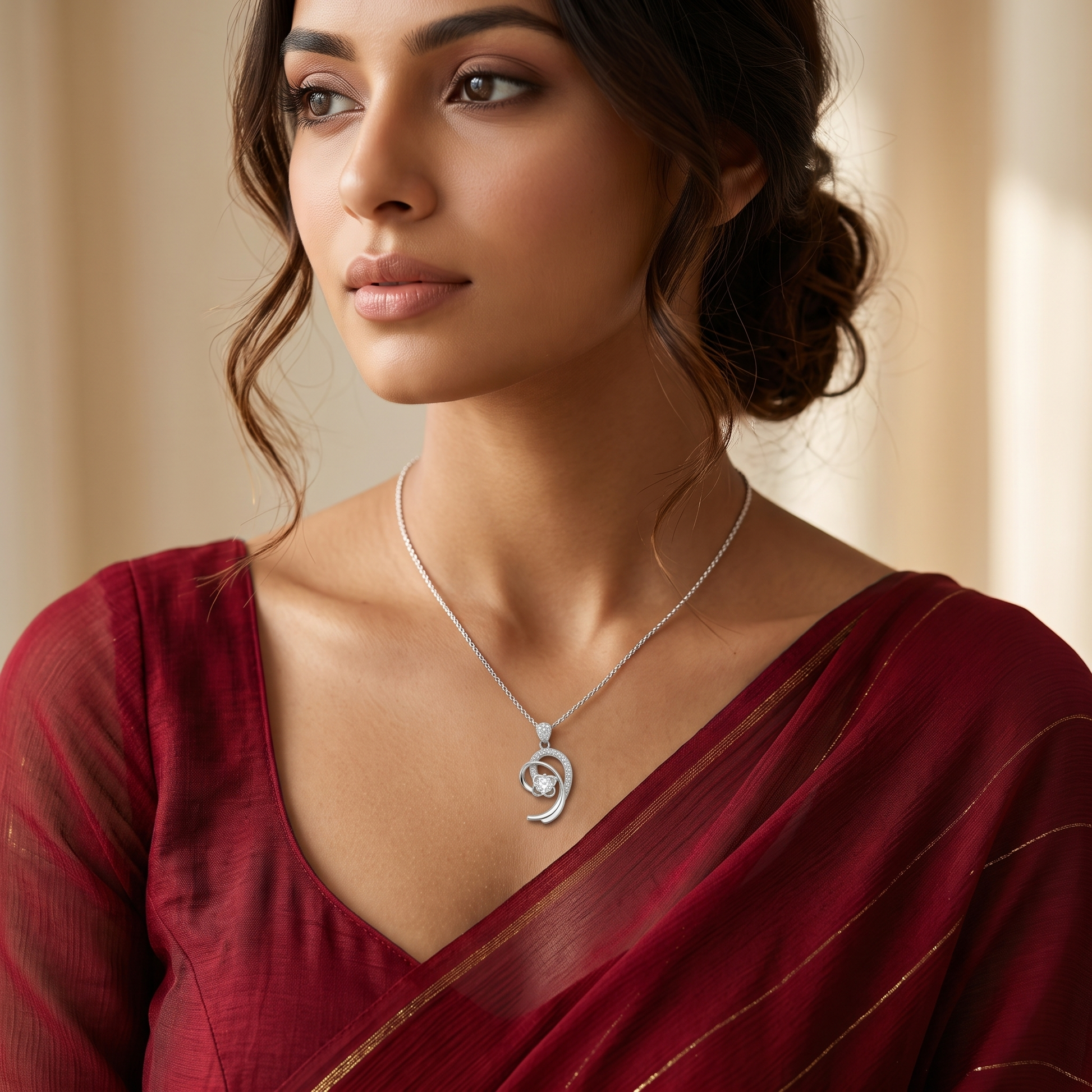 Silvme Nature Pendant Necklace Botanical Gift in 925 sterling silver, a fine pick as an anniversary gift