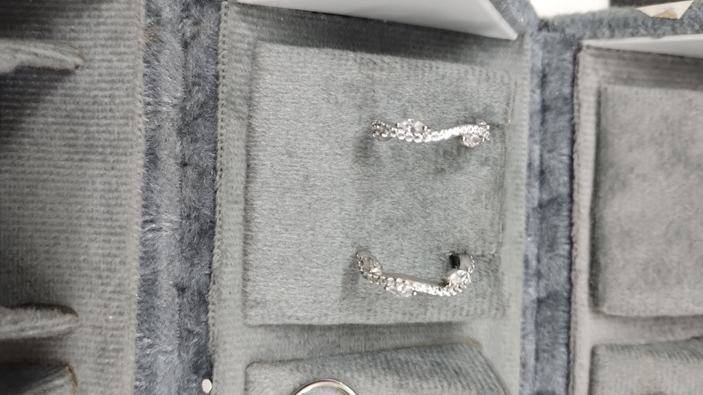 Silvme Pure 925 Sterling Silver CZ Pave Huggie Hoop Earrings — View 3