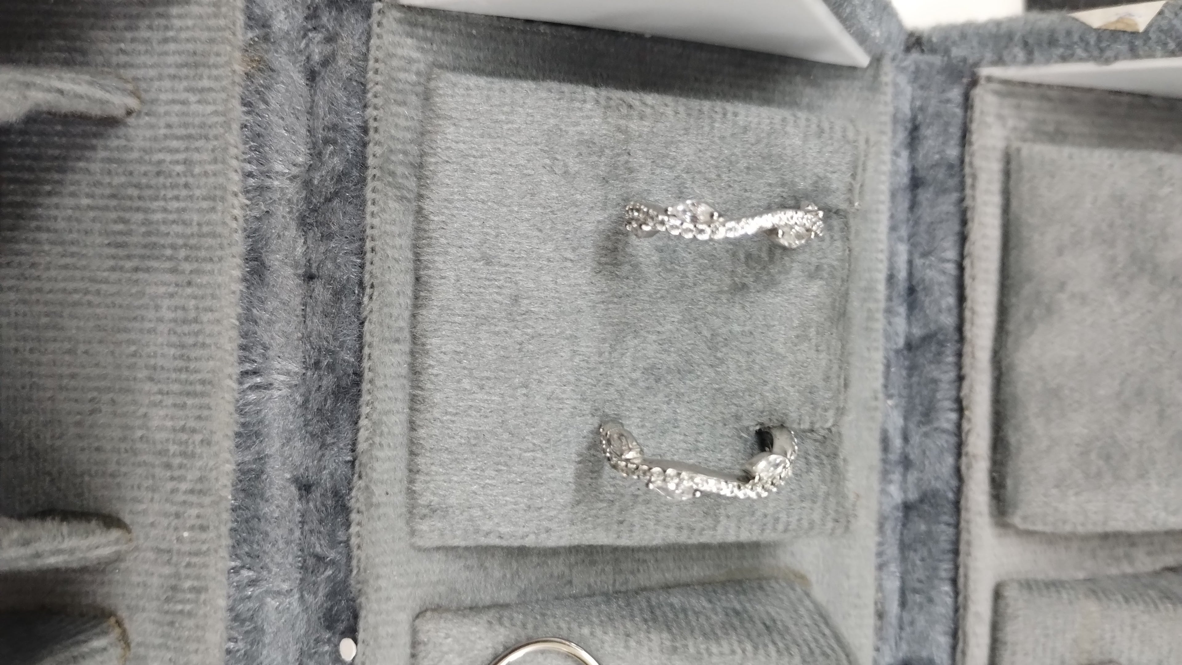 Silvme Pure 925 Sterling Silver CZ Pave Huggie Hoop Earrings — View 3
